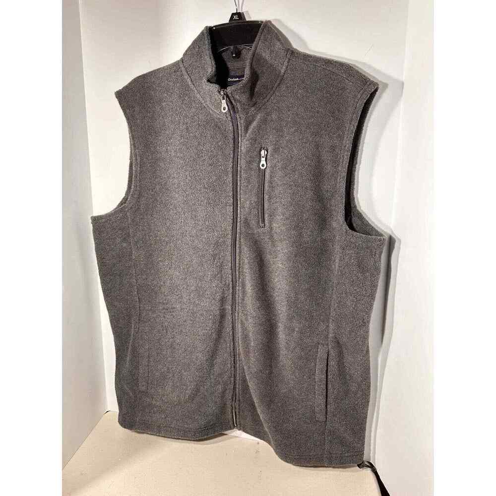 Croft & Barrow Men’s Large Gray Sleeveless Full Zip Soft Sweater Fleece Vest